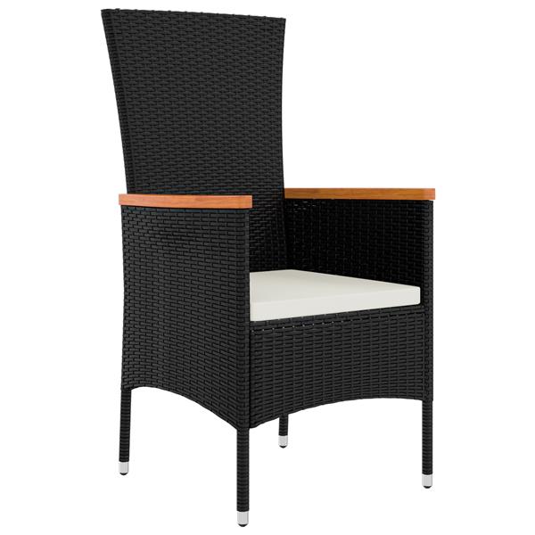 Grote foto vidaxl 5 delige set tuin eettafel met kussens zwart poly rattan tuin en terras tuinmeubelen