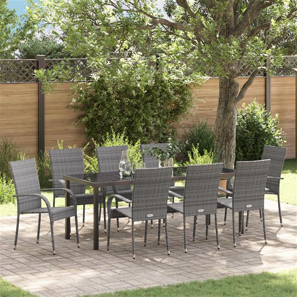 Grote foto vidaxl 5 delige tuin eettafel set grijs poly rattan tuin en terras tuinmeubelen