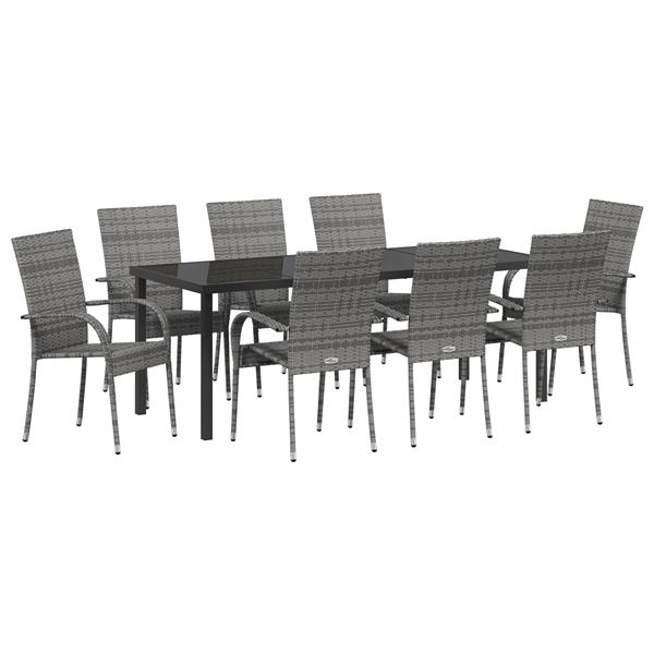 Grote foto vidaxl 5 delige tuin eettafel set grijs poly rattan tuin en terras tuinmeubelen