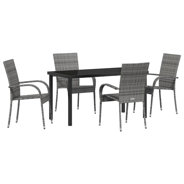 Grote foto vidaxl 5 delige tuin eethoek grijs poly rattan tuin en terras tuinmeubelen