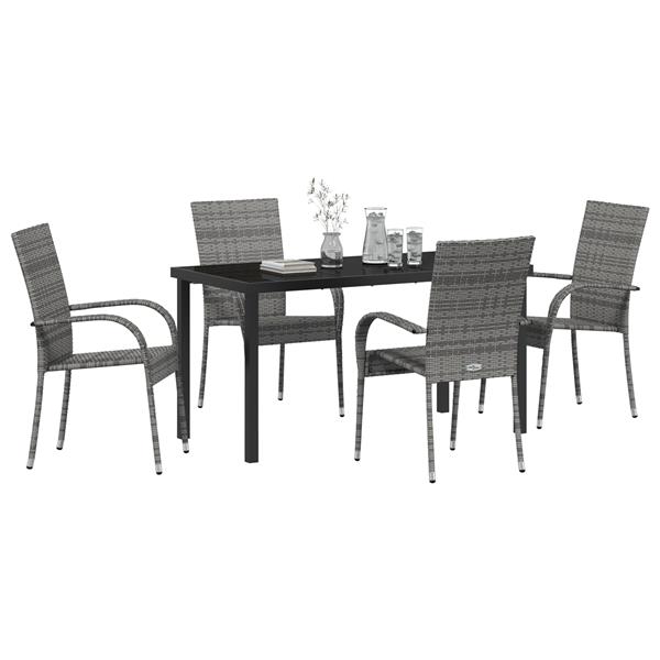 Grote foto vidaxl 5 delige tuin eethoek grijs poly rattan tuin en terras tuinmeubelen
