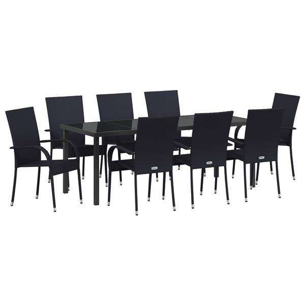 Grote foto vidaxl 5 delige tuin eettafel set zwart poly rattan tuin en terras tuinmeubelen
