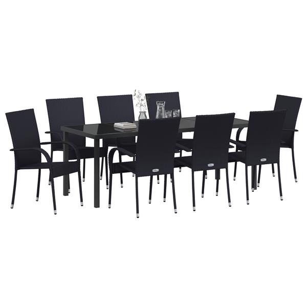Grote foto vidaxl 5 delige tuin eettafel set zwart poly rattan tuin en terras tuinmeubelen
