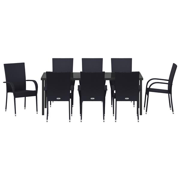 Grote foto vidaxl 5 delige tuin eettafel set zwart poly rattan tuin en terras tuinmeubelen