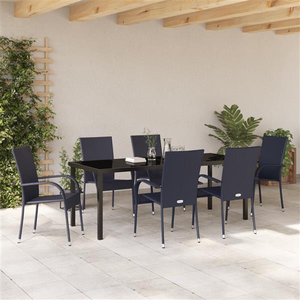 Grote foto vidaxl 7 delige tuinset zwart poly rattan tuin en terras tuinmeubelen