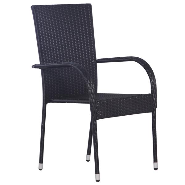 Grote foto vidaxl 7 delige tuinset zwart poly rattan tuin en terras tuinmeubelen