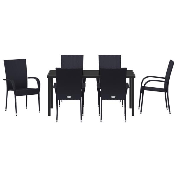 Grote foto vidaxl 7 delige tuinset zwart poly rattan tuin en terras tuinmeubelen