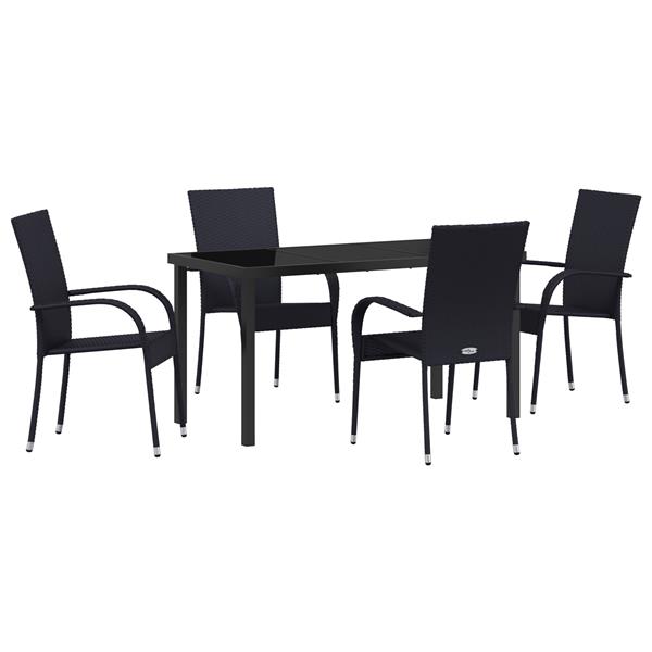 Grote foto vidaxl 5 delige tuin eettafel set zwart poly rattan tuin en terras tuinmeubelen