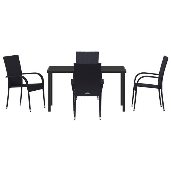 Grote foto vidaxl 5 delige tuin eettafel set zwart poly rattan tuin en terras tuinmeubelen