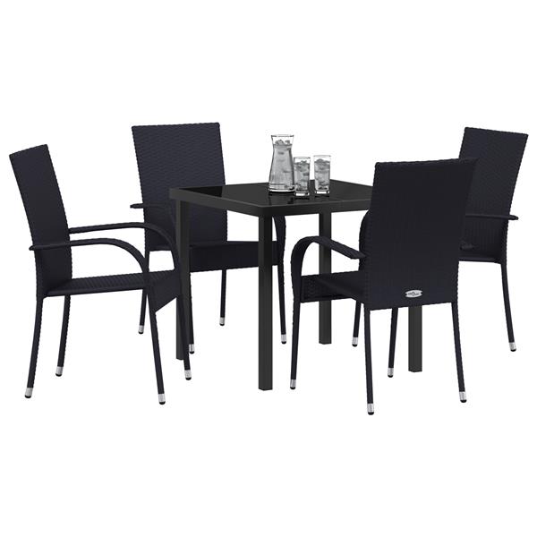 Grote foto vidaxl 5 delige tuinset zwart poly rattan tuin en terras tuinmeubelen