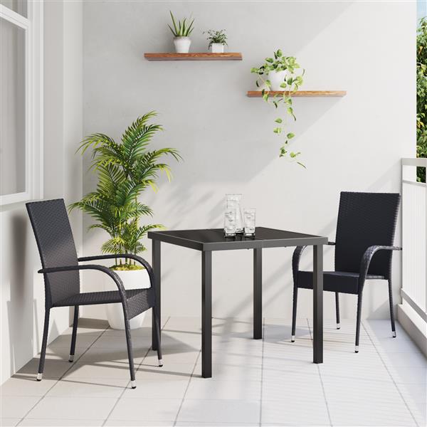 Grote foto vidaxl 3 delige tuinset zwart poly rattan tuin en terras tuinmeubelen