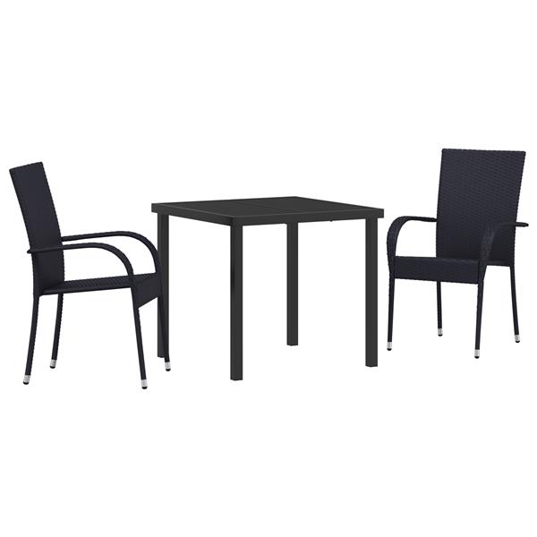 Grote foto vidaxl 3 delige tuinset zwart poly rattan tuin en terras tuinmeubelen