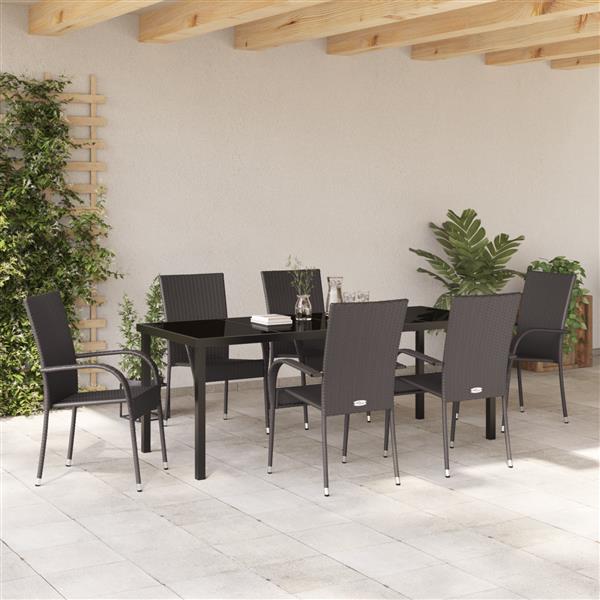 Grote foto vidaxl 7 delige tuinset met bruine poly rattan tuin en terras tuinmeubelen