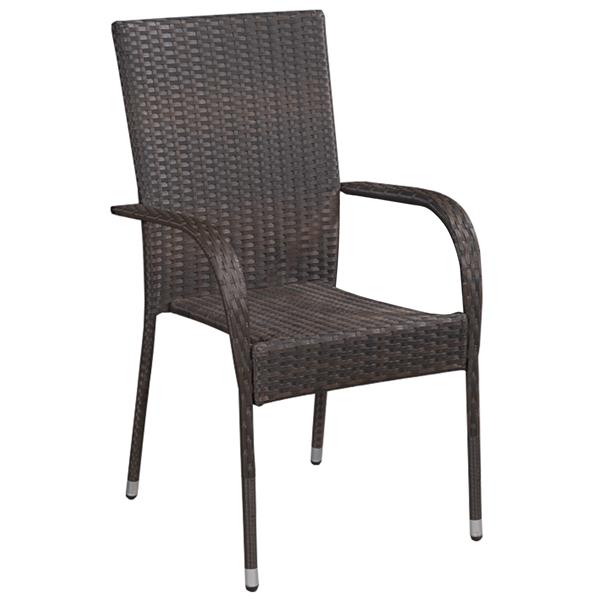 Grote foto vidaxl 7 delige tuin eetset bruin poly rattan tuin en terras tuinmeubelen