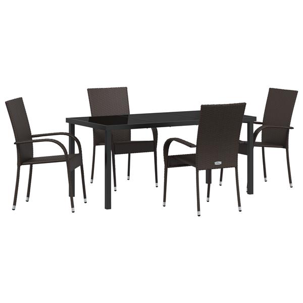 Grote foto vidaxl 5 delige tuinset bruin poly rattan tuin en terras tuinmeubelen