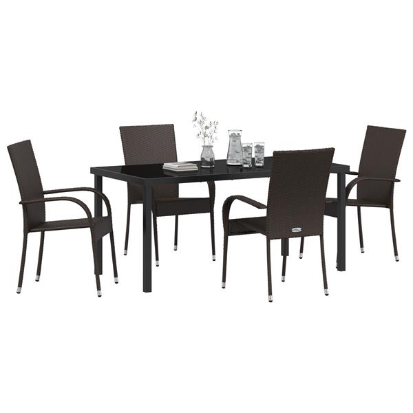 Grote foto vidaxl 5 delige tuinset bruin poly rattan tuin en terras tuinmeubelen