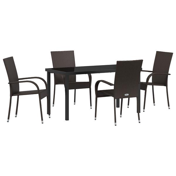 Grote foto vidaxl 5 delige tuinset bruin poly rattan tuin en terras tuinmeubelen