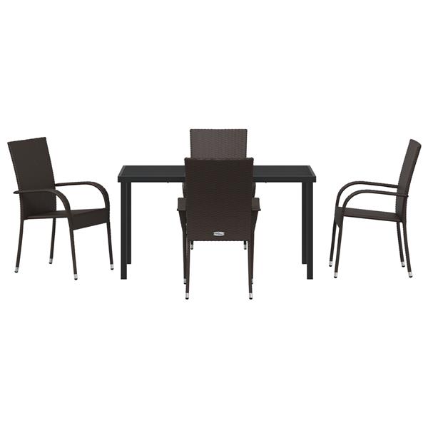 Grote foto vidaxl 5 delige tuinset bruin poly rattan tuin en terras tuinmeubelen