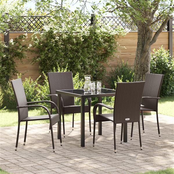 Grote foto vidaxl 5 delige tuin eetset bruin poly rattan tuin en terras tuinmeubelen
