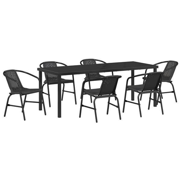 Grote foto vidaxl 7 delige tuinset zwart poly rattan tuin en terras tuinmeubelen