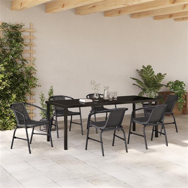 Grote foto vidaxl 7 delige tuinset zwart poly rattan tuin en terras tuinmeubelen