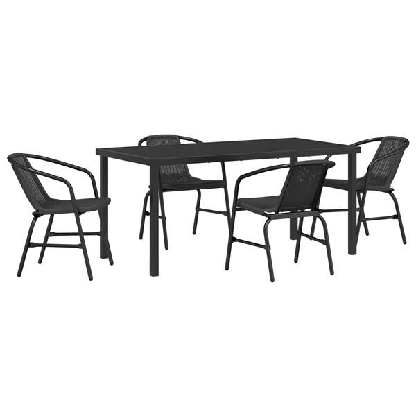 Grote foto vidaxl 5 delige tuinset zwart van poly rattan tuin en terras tuinmeubelen