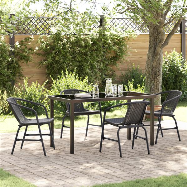 Grote foto vidaxl 5 delige tuinset zwart poly rattan tuin en terras tuinmeubelen