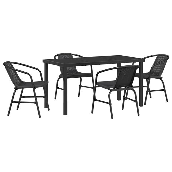 Grote foto vidaxl 5 delige tuinset zwart poly rattan tuin en terras tuinmeubelen