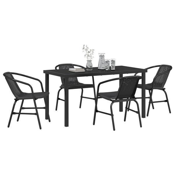 Grote foto vidaxl 5 delige tuinset zwart poly rattan tuin en terras tuinmeubelen