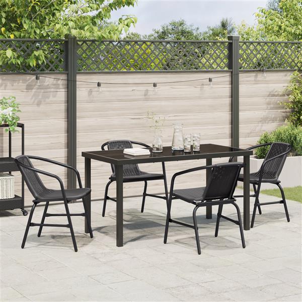 Grote foto vidaxl 5 delige tuinset zwart poly rattan tuin en terras tuinmeubelen