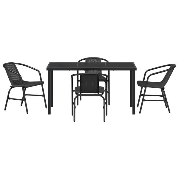 Grote foto vidaxl 5 delige tuinset zwart poly rattan tuin en terras tuinmeubelen