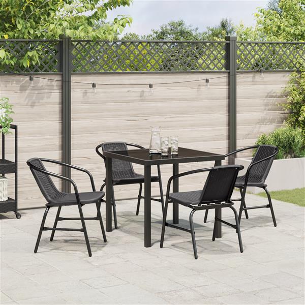 Grote foto vidaxl 5 delige tuin eetset zwart poly riet tuin en terras tuinmeubelen
