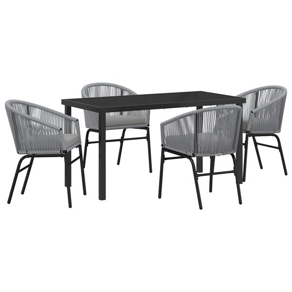 Grote foto vidaxl 5 delige tuin eettafel set grijs poly rattan tuin en terras tuinmeubelen