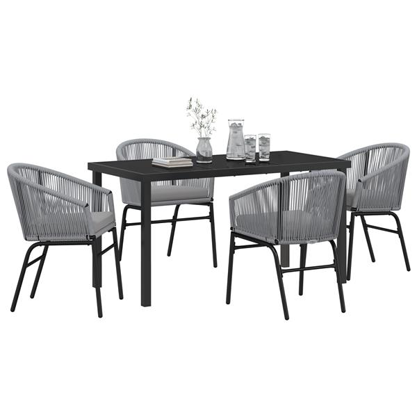 Grote foto vidaxl 5 delige tuin eettafel set grijs poly rattan tuin en terras tuinmeubelen