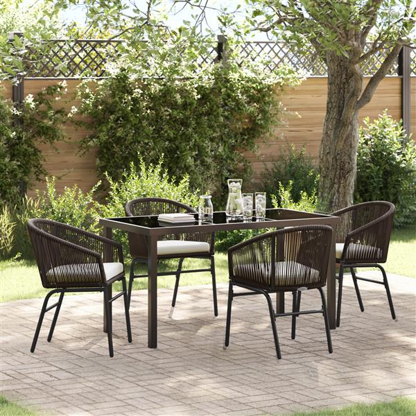 Grote foto vidaxl 5 delige tuinset bruin poly rattan tuin en terras tuinmeubelen