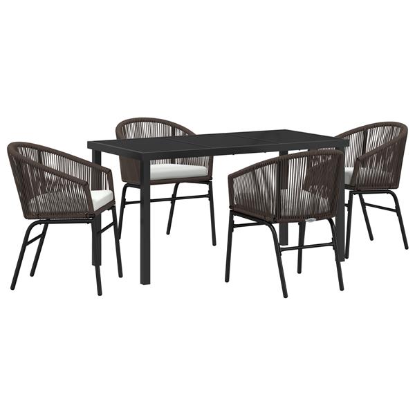 Grote foto vidaxl 5 delige tuinset bruin poly rattan tuin en terras tuinmeubelen