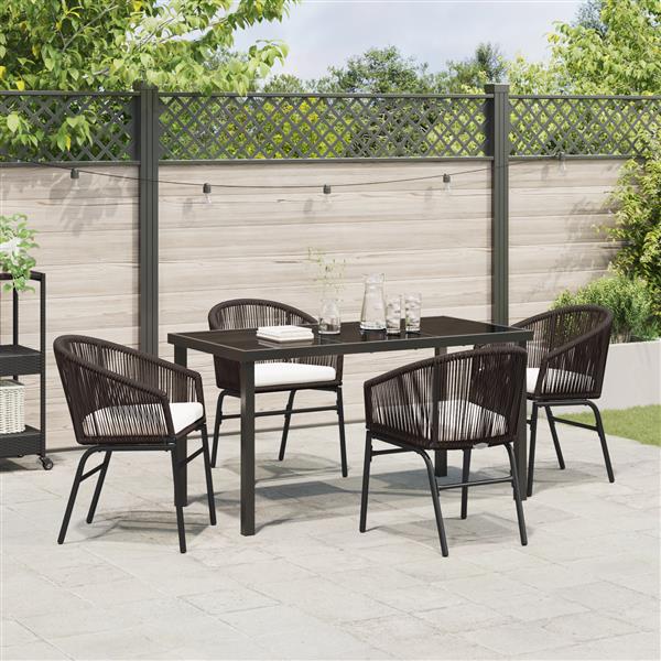 Grote foto vidaxl 5 delige tuinset bruin poly rattan tuin en terras tuinmeubelen