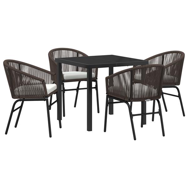 Grote foto vidaxl 5 delige tuin eetset bruin poly rattan tuin en terras tuinmeubelen