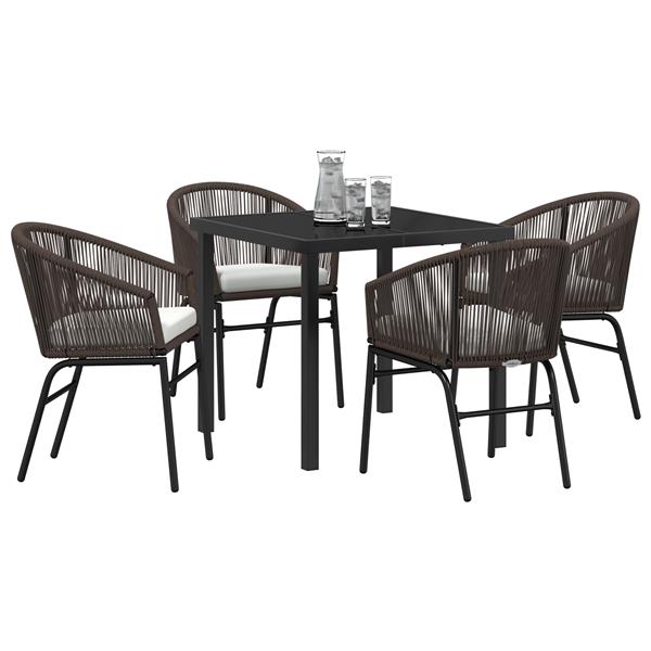 Grote foto vidaxl 5 delige tuin eetset bruin poly rattan tuin en terras tuinmeubelen