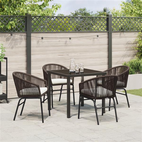 Grote foto vidaxl 5 delige tuin eetset bruin poly rattan tuin en terras tuinmeubelen