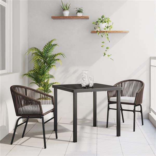 Grote foto vidaxl 3 delige tuin eetset bruin poly rattan tuin en terras tuinmeubelen