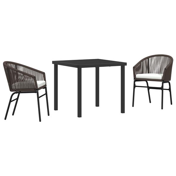 Grote foto vidaxl 3 delige tuin eetset bruin poly rattan tuin en terras tuinmeubelen