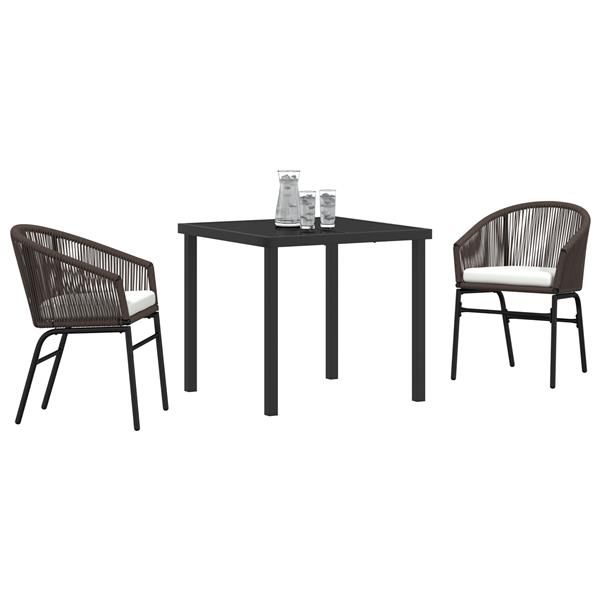 Grote foto vidaxl 3 delige tuin eetset bruin poly rattan tuin en terras tuinmeubelen