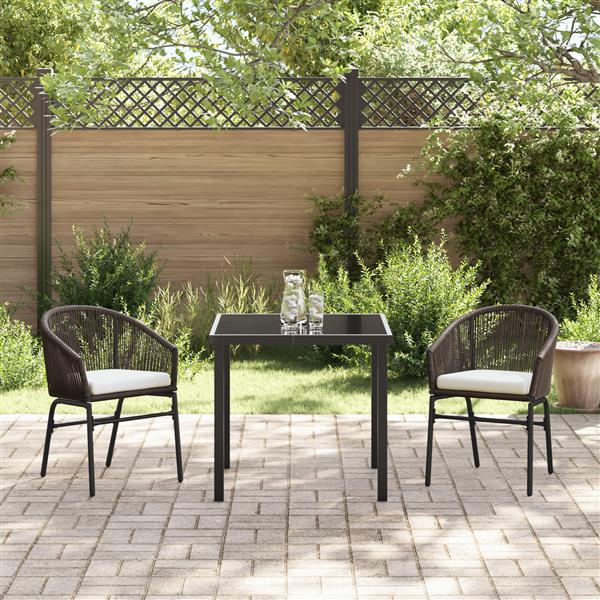 Grote foto vidaxl 3 delige tuin eetset bruin poly rattan tuin en terras tuinmeubelen