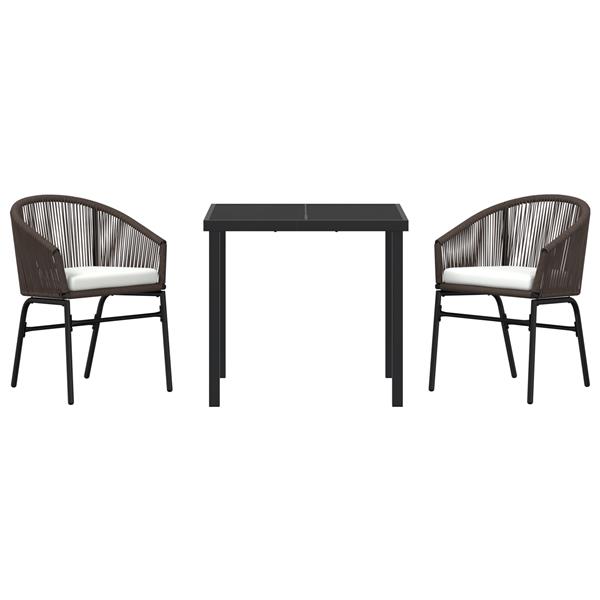 Grote foto vidaxl 3 delige tuin eetset bruin poly rattan tuin en terras tuinmeubelen
