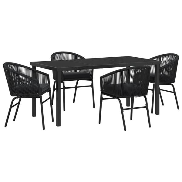 Grote foto vidaxl 5 delige tuinset zwart poly rattan tuin en terras tuinmeubelen