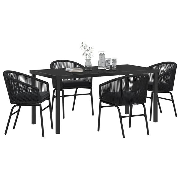 Grote foto vidaxl 5 delige tuinset zwart poly rattan tuin en terras tuinmeubelen