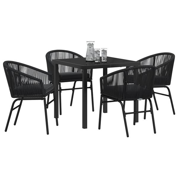 Grote foto vidaxl 5 delige tuinset zwart poly rattan tuin en terras tuinmeubelen