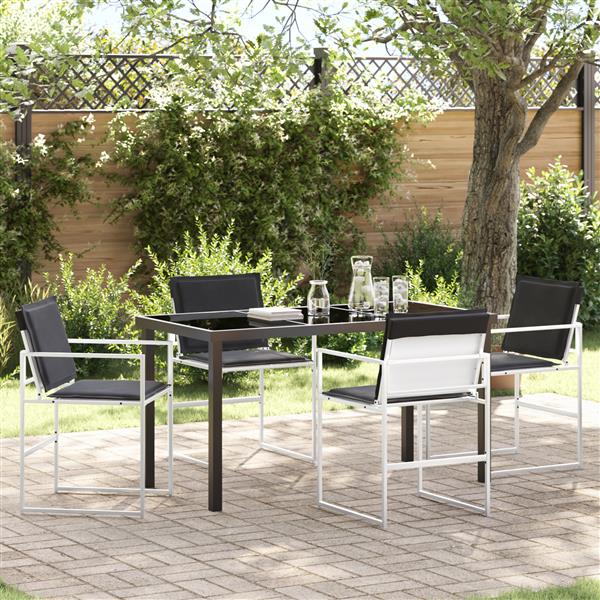 Grote foto vidaxl 5 delige tuinset met kussens wit textileen en staal tuin en terras tuinmeubelen