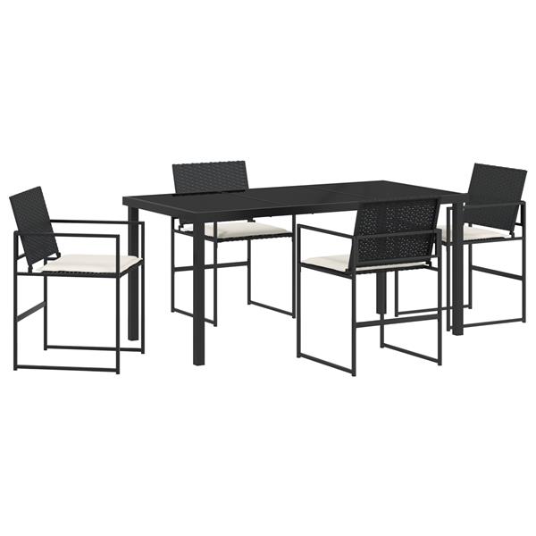 Grote foto vidaxl 5 delige tuinset met kussens zwart poly rattan tuin en terras tuinmeubelen